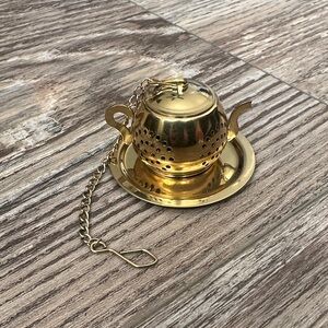 Gold Teapot Infuser with Chain